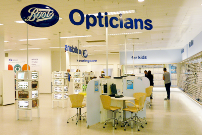 An image of the insite of a Boots Opticians store