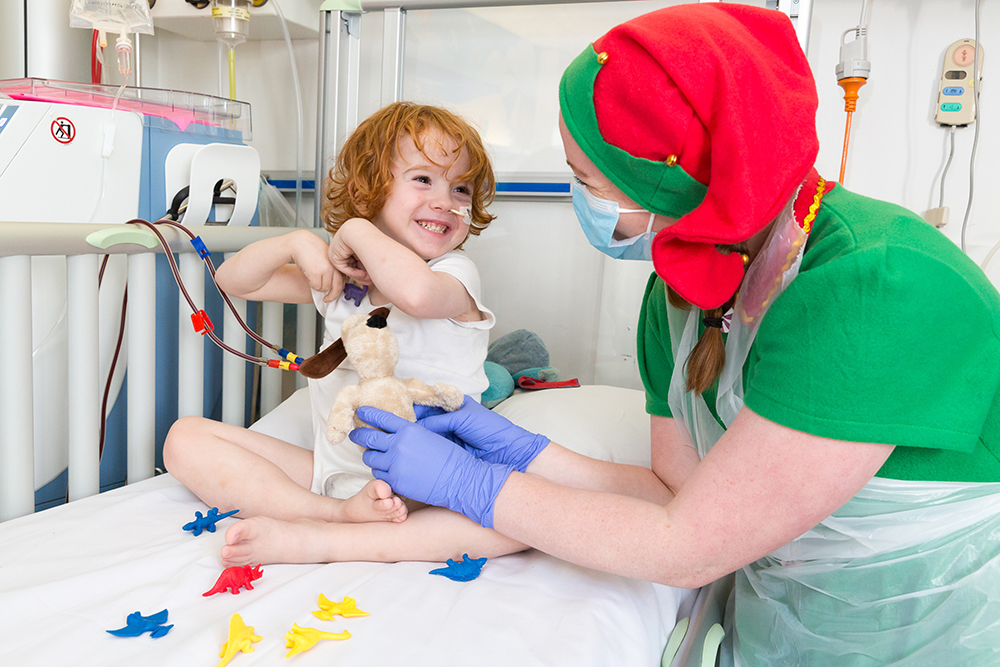 A young patient at Bristol Children's Hospital receives support thanks to The Grand Appeal charity