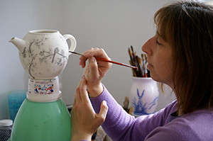 British craft pottery painting