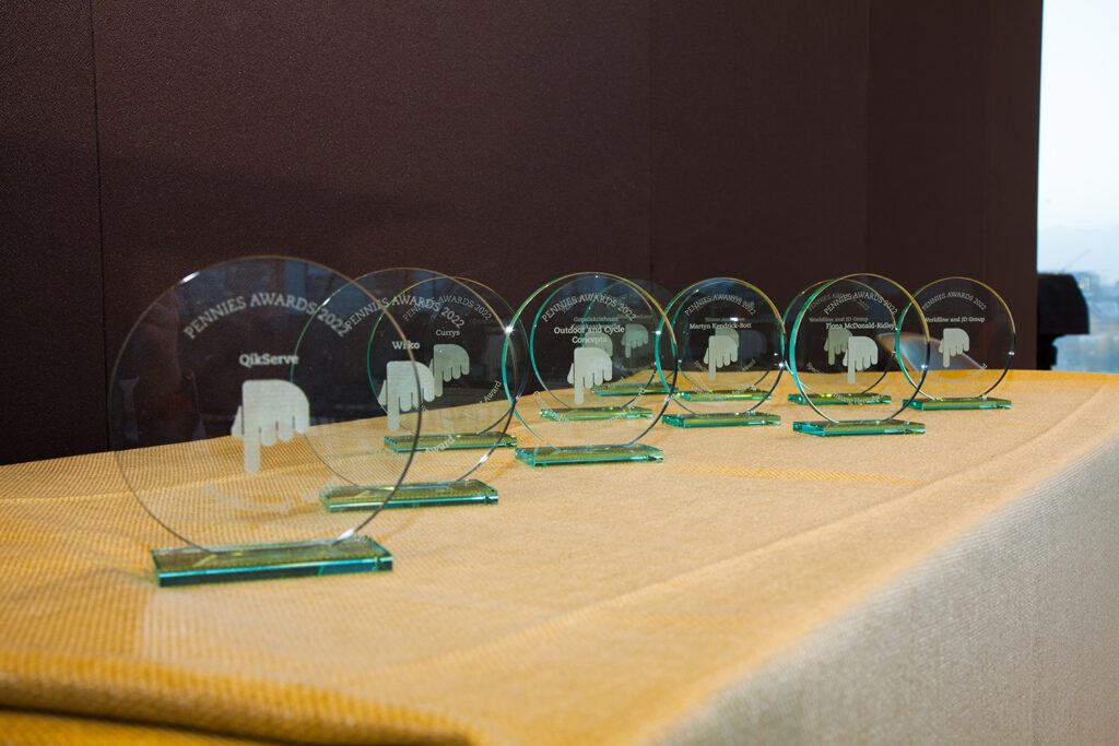 Pennies Awards trophies at the Pennies Autumn Celebration 2022